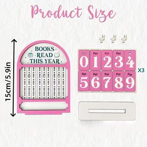 Ornement de bureau en buis pour affichage des statistiques de lecture, avec motif étoile rayé et calendrier de table en forme d'arche - Product Image 5