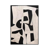 Peinture à l'Huile Minimaliste Luxe Abstraite Moderne Personnalisée Décoration Murale Toile Peinte à la Main Noire et Blanche QZX