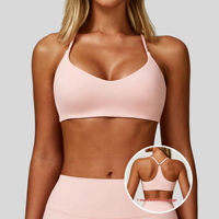 Soutien-gorge de sport sans couture pour femme, dos en Y, fines bretelles spaghetti, coussinets amovibles, pour la gym, l'entraînement et le fitness