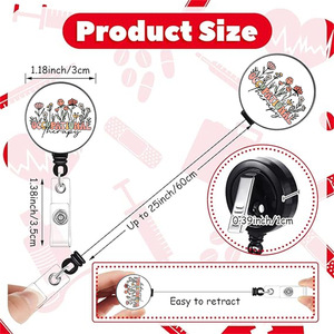 In stock crystal flower easy-pull <b>buckle</b> retractable badge roll with back <b>clip</b> name tag ID keychain manufacturer wholesale - Product Image 3
