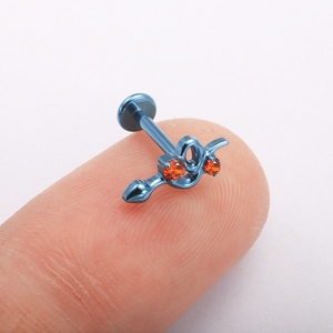 เครื่องประดับเจาะแฟชั่น VIEN Jewellery ZPO-177 ทำจากไทเทเนียม ASTM F136 รูปทรงเปลือย ประดับเพชร CZ แบบหลังแบน สำหรับเจาะริมฝีปาก จมูก - Product Image 2