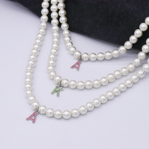 Hợp Thời Trang 1908 Ưa Thích Cô Gái Trang Sức Tuyên Bố 3 Sợi Chuỗi Ngọc Trai Thiết Kế Hy Lạp <span class=keywords><strong>Alpha</strong></span> Màu Hồng Màu Xanh Lá Cây Biểu Tượng Biểu Tượng Ivy Soror Phụ Nữ Vòng Cổ - Product Image 6
