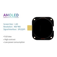 Pantalla TFT AMOLED Redonda de 1.43 Pulgadas MLD con Panel Táctil, Resolución 466x466, Interfaz RGB QSPI, Módulo LCM de 350cd, -20-70C