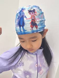 Bonito gorro <span class=keywords><strong>de</strong></span> baño <span class=keywords><strong>de</strong></span> dibujos animados impreso Nezha Ao Bing, diseño deportivo impermeable <span class=keywords><strong>de</strong></span> secado rápido para niños y niñas, cobertura <span class=keywords><strong>de</strong></span> cabeza grande - Product Image 4