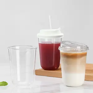 Заводская Лидер продаж, недорогая пластиковая одноразовая кофейная чашка, широко распространенная пластиковая чашка с крышкой
