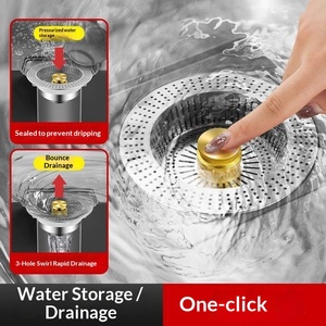 Filtro per Lavello 3-in-1 con Cestello Anti-Intasamento in Acciaio Inox, Adatto per Fori Standard USA da 3-1/2 Pollici - Product Image 4