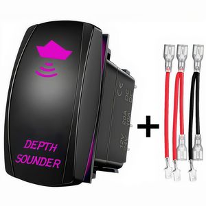 Interrupteur à bascule sondeur lumière LED violette, interrupteur à bascule 12V Marine Heavy Duty on off pour bateau de pêche Kayak Pontoon voilier - Product Image 1