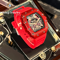 Reloj de Pulsera de Cuarzo para Hombre, Diseño de Barril, Moderno y de Lujo, Esqueleto Transparente, Correa de Silicona, Diseño Único, Luminoso e Impermeable