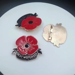 Broche en stock pour corsage commémoratif de la princesse Kate, épinglette en métal émaillé et coquelicot - Product Image 1