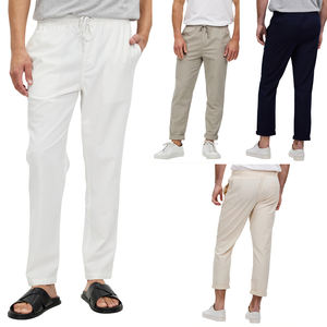 Gingtto Vente en gros de pantalons d'été en <span class=keywords><strong>lin</strong></span> respirants personnalisés Joger pour hommes - Product Image 1