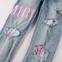 Jean Homme de Haute Qualité, Style Luxe Urbain, Coupe Slim Délavée et Déchirée, en Denim Élastique, Jambe Droite – Vente en Gros