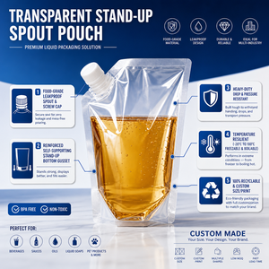 Bolsa con Boquilla para Líquidos, OEM, Libre de BPA, a Prueba de Fugas, Ecológica, de Plástico, Gran Capacidad, Duradera, No Tóxica, para Jabón Líquido, Helado, Vino - Product Image 3