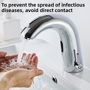 Grifo de Lavabo Inteligente <span class=keywords><strong>con</strong></span> <span class=keywords><strong>Sensor</strong></span> Infrarrojo Automático, Grifo Mezclador de Agua Fría y Caliente sin Contacto, Totalmente de Cobre, <span class=keywords><strong>para</strong></span> Baño - Product Image 2