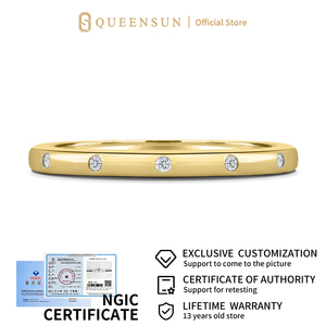 Anillo de Boda Minimalista Apilable de Oro Amarillo Sólido de 18K con Diamantes Cultivados en Laboratorio, Engaste Discreto y Pulido, para Novia - Product Image 5