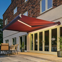 Store banne motorisé rétractable à cassette intégrale en HDPE et alliage d'aluminium pour balcon, avec télécommande et protection UV