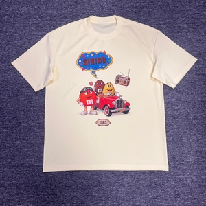 T-shirt da uomo oversize con stampa <span class=keywords><strong>cartoon</strong></span> M&M's, <span class=keywords><strong>vintage</strong></span> 1983, grafica retrò, in cotone pesante lavorato a maglia 220g, casual, con personaggi - Product Image 2
