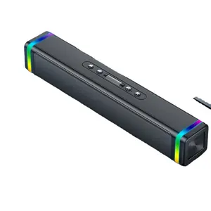 HiFi无线6w家用BT便携式TWS扬声器超低音DC USB带RGB发光二极管灯双家用立体声游戏扬声器