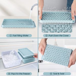 Nouvelle petite grille à glaçons 104 grilles, grille à glaçons ronde en plastique avec couvercle et boîte, bac à glaçons fait maison - Product Image 2