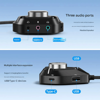 Adaptateur de carte son externe USB, convertisseur audio USB vers 3,5 mm avec 2 ports USB et Type C, multi-ports, plug and play pour ordinateur portable, PC, casque