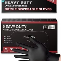 Gants en nitrile noirs 3 mil, texturés aux doigts, jetables, vendus à l'unité, pour tatouage, salon de beauté, manucure, coiffure et nail art
