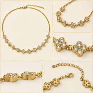 Collier en cristal floral transparent doré pour femme, bijoux de mariage et de cérémonie, fabricant - Product Image 3
