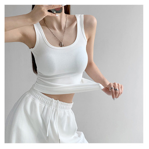 <span class=keywords><strong>Camiseta</strong></span> sin Mangas de Algodón Elástico con Cuello en U, Ajustada, Sexy, Deportiva, para Mujer, Verano, <span class=keywords><strong>Tirantes</strong></span>, Top - Product Image 3