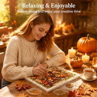 Kit de Peinture Perles d'Automne, Artisanat d'Art 3D en Perles et Diamants DIY, Décoration Murale pour la Maison, Cadeau Saisonnier Fait Main pour Thanksgiving et la Récolte
