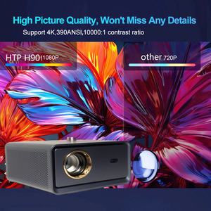 Best Quality Full HD 4K High ANSI Lumens <b>Projector</b> Night <b>Light</b> Bedroom Smart LED 1080p Android Beamer Stereo Portable H90 Busine - Product Image 2