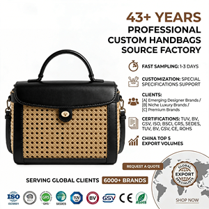 Bolso de mano de verano para mujer, de mimbre francés y ratán, <span class=keywords><strong>con</strong></span> ribete de cuero negro, asa superior y bandolera, logotipo personalizado, OEM ODM de fábrica - Product Image 1