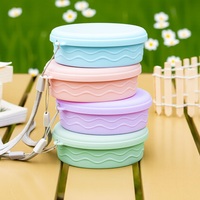 Gobelet pliable en silicone de qualité alimentaire personnalisé, 200 ml, portable, réutilisable, pour le camping, avec bord en acier inoxydable 304, OEM ODM