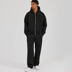 定制徽标刺绣连帽衫棉质抓绒厚重超大宽松版型拉链连帽衫男士运动连帽衫 - Product Image 2