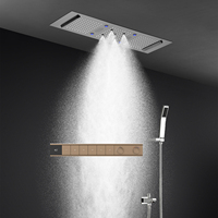 Ensemble de douche cascade effet miroir moderne avec inverseur 900*300 MM, musique Bluetooth, LED et thermostatique