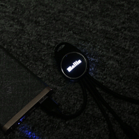 Câble de charge LED personnalisé avec logo lumineux, cadeau promotionnel CE RoHS, câble de charge USB multi-ports pour téléphone, 3 en 1