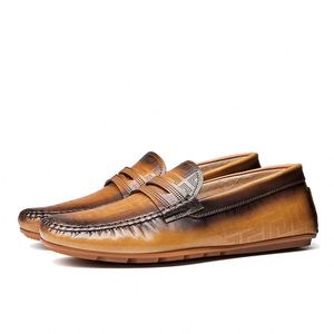 Summer New Style <b>Height</b> <b>Increasing</b> Waterproof Rubber-Soled Men's <b>Shoes</b> Fashionable Round-Toe Pattern Casual Driving <b>Shoes</b> for - Product Image 4