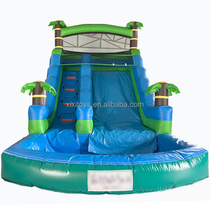 <span class=keywords><strong>2025</strong></span> phổ biến mùa hè nhiệt đới Inflatable nước SLIDES với cây cọ, Inflatable ướt trượt với hồ bơi nước - Product Image 1