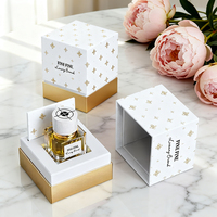 Emballage de parfum rigide beige fait main de luxe et boîte cadeau avec papier artistique - Boîte cosmétique tendance