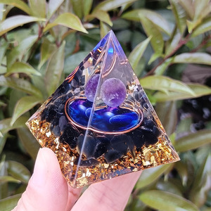 <b>Crystal</b> <b>Chip</b> Pyramid Resin Epoxy Craft Desktop Ornament Cosmic Purple Sphere Obsidian Home Decoration - Product Image 4