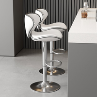 Tabouret de bar pivotant stable en cuir PU gris de luxe moderne, tabourets de comptoir de cuisine, chaise de salle à manger, chaises de bar hautes, restaurant, café