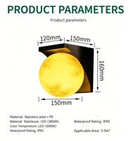 Lumière murale LED moderne minimaliste en acier inoxydable, lumière lunaire, étanche à l'eau, extérieure, IP65, lumière de couloir pour jardin