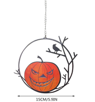 Décoration de porte d'Halloween en fer forgé en forme de citrouille, faite à la main, durable, pour intérieur