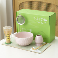 Coffret cadeau 5 pièces Kit Matcha professionnel ensemble de fouet Matcha Chawan dégradé japonais de luxe avec bol à Matcha en céramique Ombre