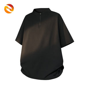 <span class=keywords><strong>Camiseta</strong></span> de verano de manga corta para <span class=keywords><strong>hombre</strong></span>, <span class=keywords><strong>hombreras</strong></span>, diseño personalizado de alto nivel, Color sólido, semi-cremallera, 240 gramos de tela, camisetas simples - Product Image 3