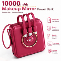 Cargador Portátil Personalizado con Espejo de Maquillaje y Banco de Energía de 10000 mAh para Regalos Promocionales Corporativos