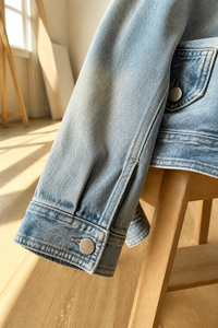 Giacca <span class=keywords><strong>di</strong></span> Jeans Vintage Asimmetrica Eco-Friendly da Donna, Collo Alto, Bottoni, Stile Casual Oversize, Effetto Invecchiato, Streetwear Retrò - Product Image 6