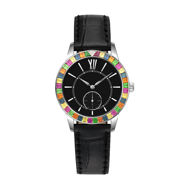 Bestselling Styles Luxury Stylish Colorful Rainbow Stone Bezel Moissanite Diamond Rhinestone Quartz Watches Ladies Women