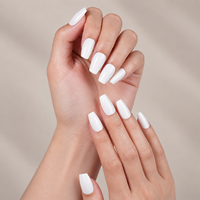 32 faux ongles à presser en ABS blanc ivoire, forme trapèze, brillants, solides et durables, en forme de cercueil, ongles artificiels