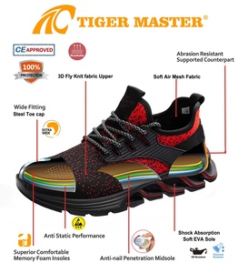 Chaussures <span class=keywords><strong>de</strong></span> sécurité d'été rouges légères <span class=keywords><strong>et</strong></span> tendance pour femmes, Tiger Master, antidérapantes, semelle EVA <span class=keywords><strong>souple</strong></span>, embout en acier, anti-perforation, pour le travail - Product Image 6