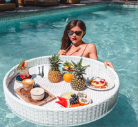 Bali Guesthouse PE rotin panier hôtel piscine plateau flottant pour petit déjeuner après-midi thé eau assiette de service plateau de rangement