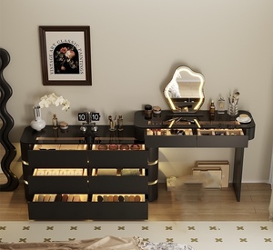 2025 tủ gỗ rắn mới, phòng ngủ đơn giản hiện đại, làn gió kem nhỏ, bàn trang điểm đầu giường, Tủ Ngăn Kéo trong một - Product Image 4