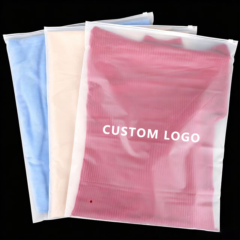 Unprinted Frosted Matte Plastic Zipper Bag Reusable Ziplock Pouch Customizable T-shirt Packaging Bag